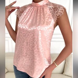 Elegant Pink Lace Blouse